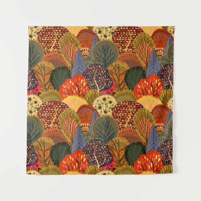 Tapiz Seamless background with stylized autumn trees. Fo (Anverso)