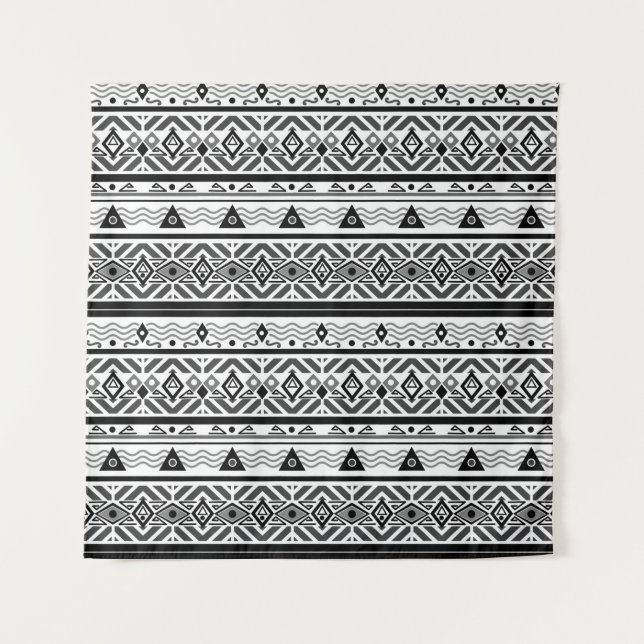 Tapiz Seamless monochrome folk ethno pattern background (Anverso)