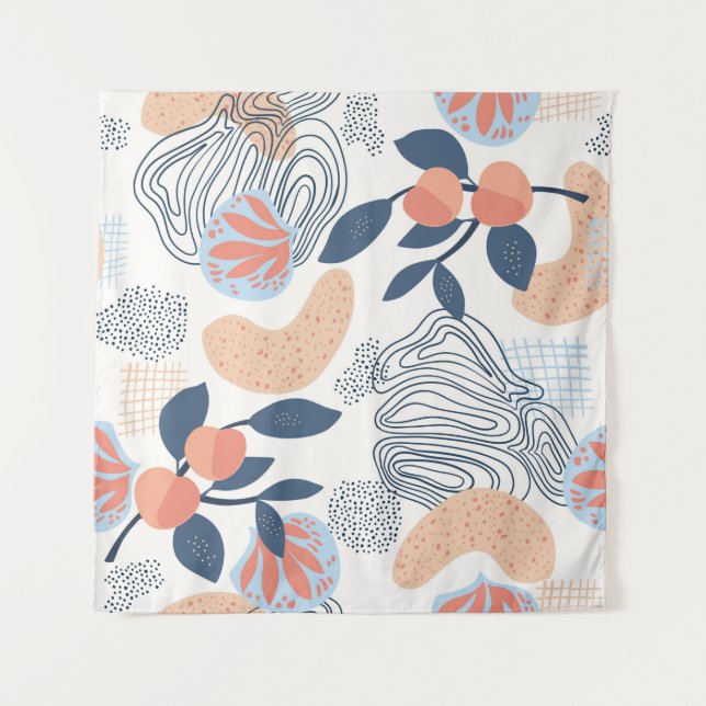 Tapiz Seamless nature pattern. Abstract shapes, fruits a (Anverso)