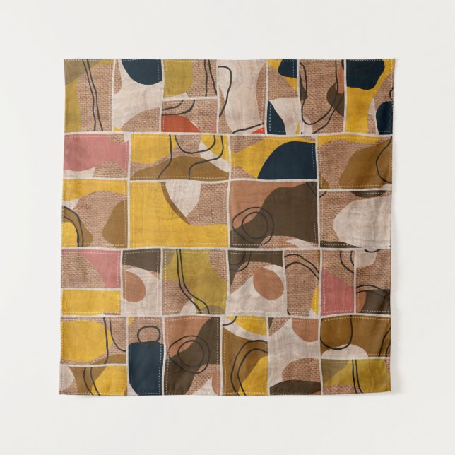 Tapiz Seamless patchwork collage mix quilt pattern print (Anverso)