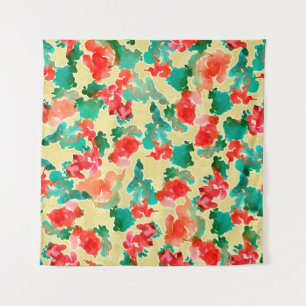 Tapiz Seamless pattern with Abstract flowers drawn by a 