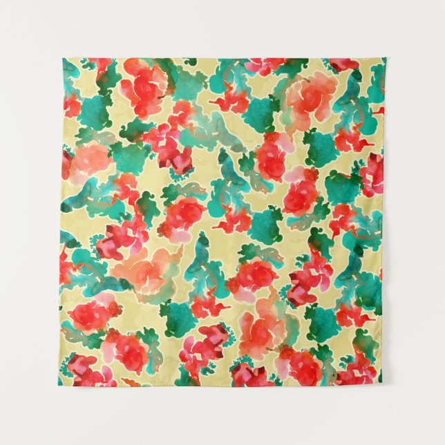 Tapiz Seamless pattern with Abstract flowers drawn by a  (Anverso)