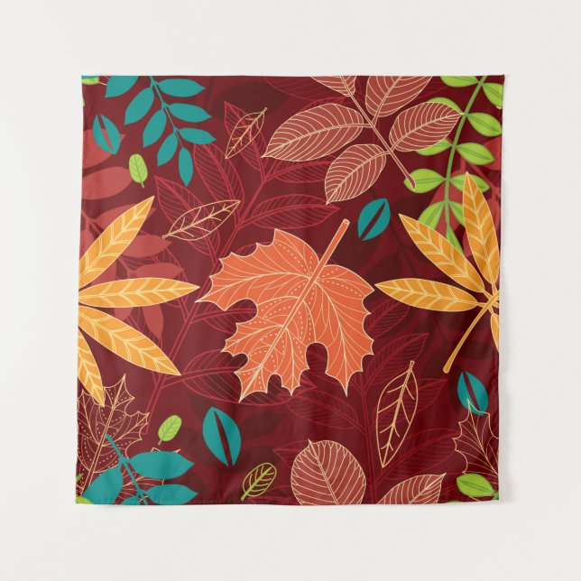 Tapiz Seamless pattern with autumn leaves  (Anverso)