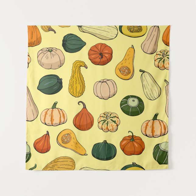 Tapiz Seamless pattern with different hand drawn squashe (Anverso)