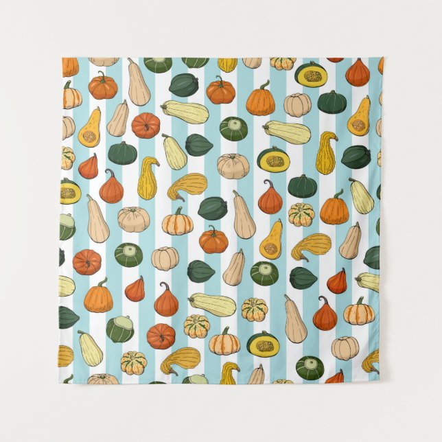 Tapiz Seamless pattern with different hand drawn squashe (Anverso)