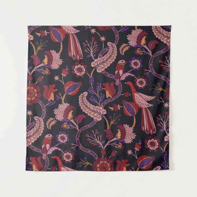 Tapiz Seamless pattern with fantasy flowers, natural wal (Anverso)