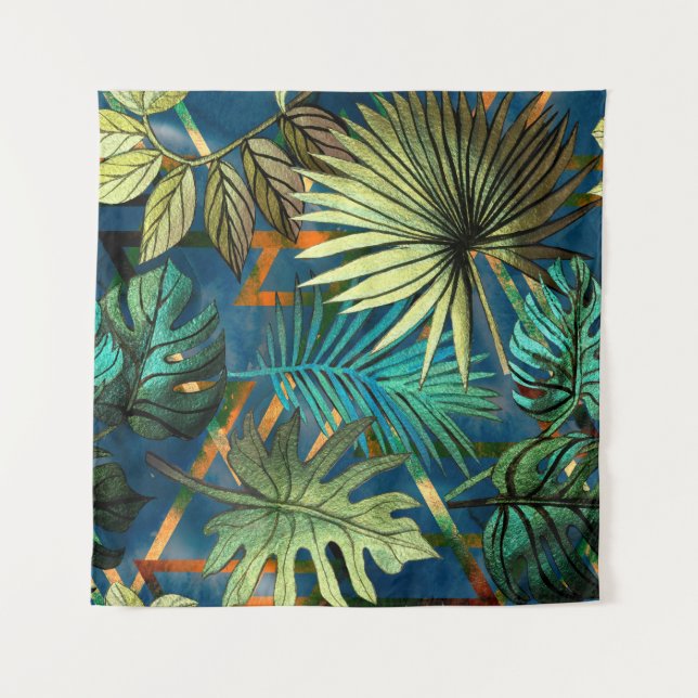 Tapiz Seamless pattern with tropical leaves and geometri (Anverso)