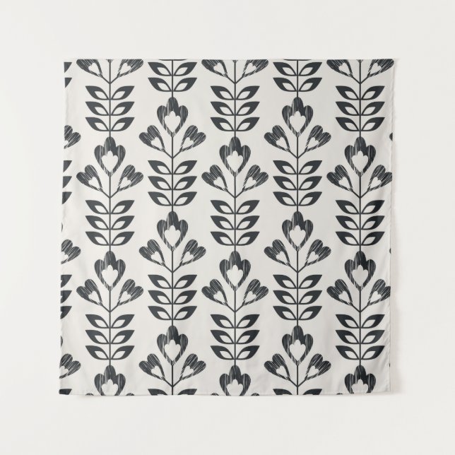 Tapiz seamless retro pattern with abstract flowers and l (Anverso)