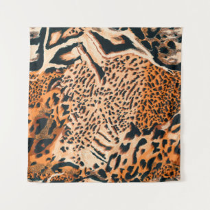 Tapiz Seamless tiger, leopard and jaguar. Seamless textu