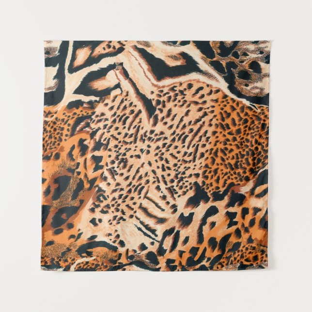 Tapiz Seamless tiger, leopard and jaguar. Seamless textu (Anverso)