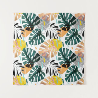 Tapiz Seamless tropical pattern. Green leaves of a palm