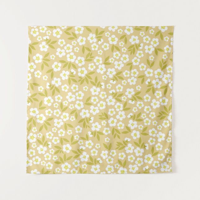 Tapiz Seamless vintage pattern abstract. Cute white flow (Anverso)