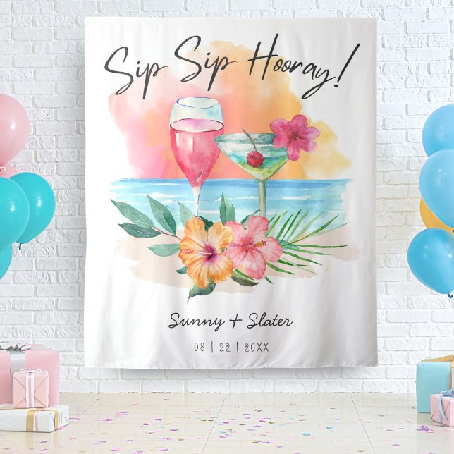 Tapiz Seaside Sippin '| Tropical Beach Cocktails Shower (Subido por el creador)