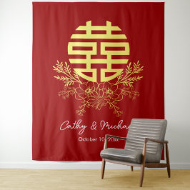 Tapiz Segundo plano del boda de flores de doble felicida