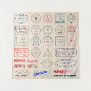 Tapiz Sellos vintage vintage de franqueo de países