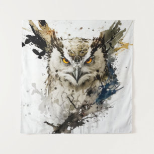 Tapiz Selva de vida silvestre con retrato de aves búhas