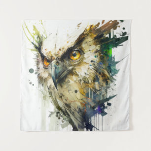 Tapiz Selva de vida silvestre con retrato de aves búhas