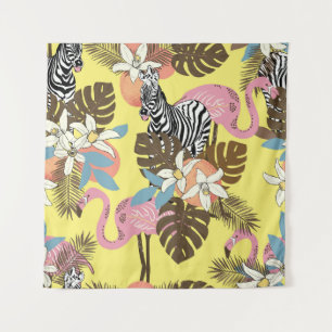 Tapiz Selva Flamingo: Patrón Animal Exótico.