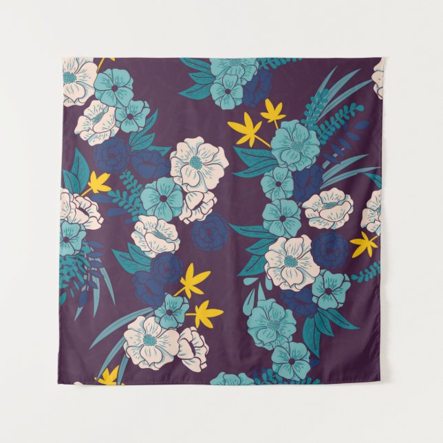 Tapiz Selva floral con serpientes sin soldadura, trópico (Anverso)