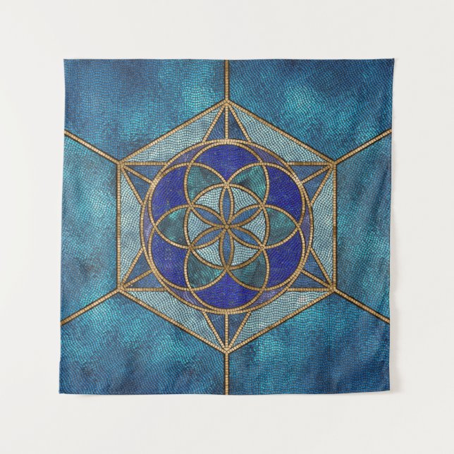 Tapiz Semilla de vida Ornamento mosaico (Anverso)