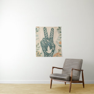 Tapiz Señal de Paz Floral Retro & Arte de Paloma Sol Bo