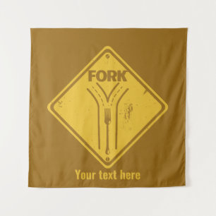 Tapiz Señal de tráfico divertida de la bifurcación en la