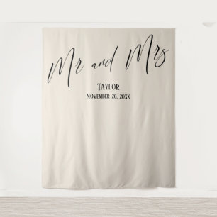Tapiz Sencilla elegancia Mr. y Mrs. Cream Photo Backdrop