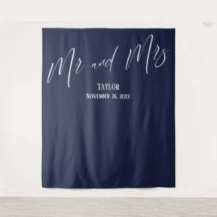 Tapiz Sencillo y elegante fondo de foto de Mr y Mrs Navy