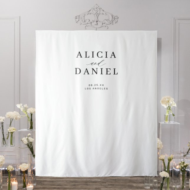 Tapiz Sencillo y moderno fondo de boda en blanco y negro (Subido por el creador)