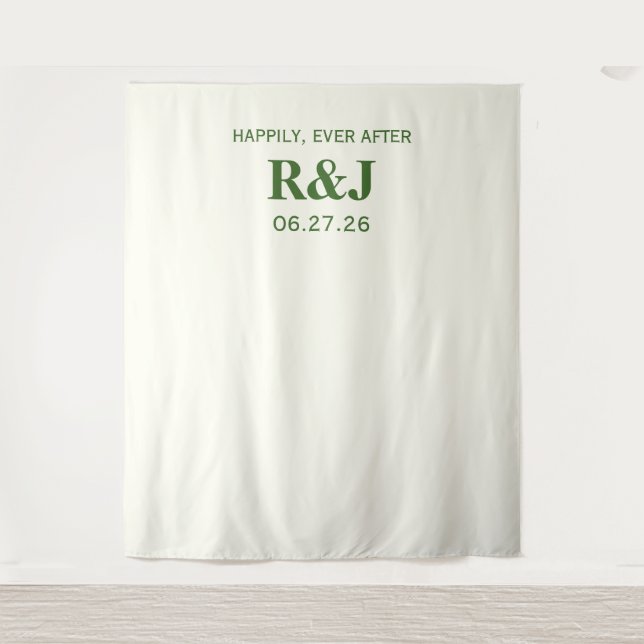 Tapiz Sencillo y moderno fondo de monograma Boda (Anverso)