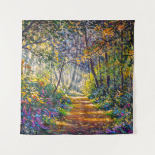 Tapiz Sendero del impresionismo: Sunny Forest Watercolor