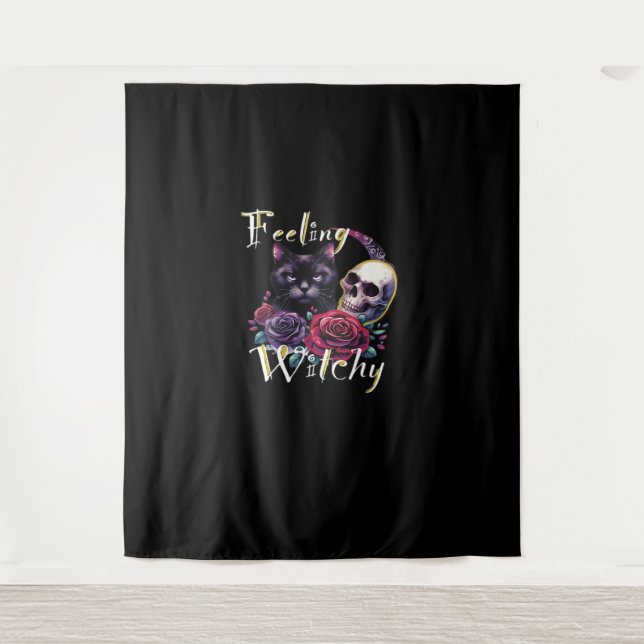 Tapiz Sensación de camiseta clásica de gato negro picant (Anverso)