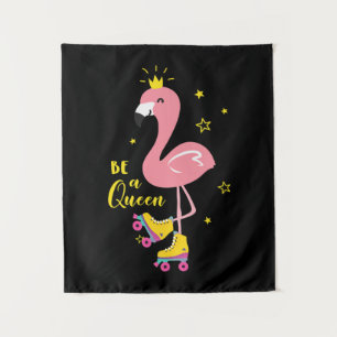 Tapiz Ser Una Reina Flamingo Rosa Patines De Ruedas Muje