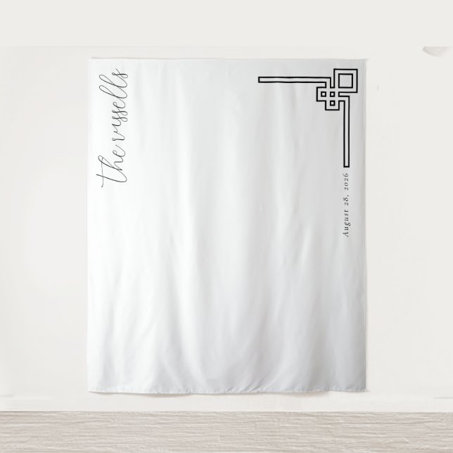 Tapiz Serene Black Geometric Lines (Anverso)