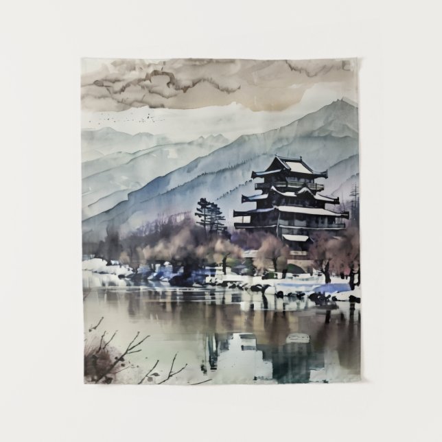 Tapiz Serene Castle On Lake (Anverso)