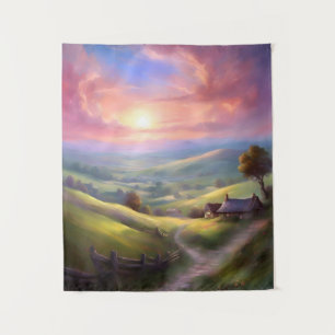 Tapiz Serene Countryside Sunrise Apacible Paisaje Artíst