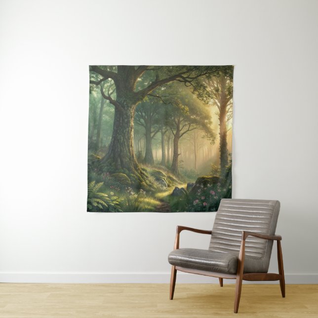 Tapiz Serene Forest Scene Tapestry 57in Square Art (In situ)