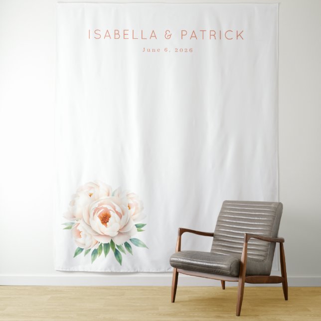 Tapiz Serene Pastel Watercolor Peonies (In situ)