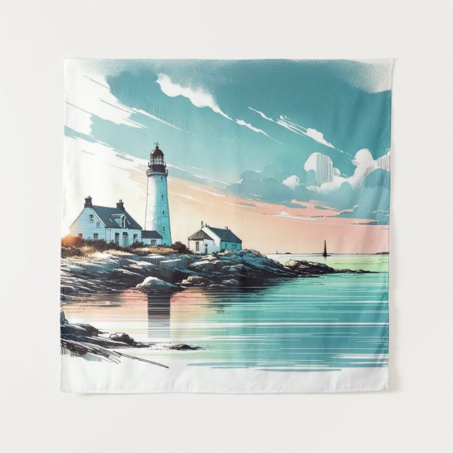 Tapiz Serenidad costera al borde de la playa (Anverso)