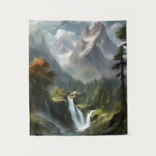 Tapiz Serenidad de cascada de montaña - Arte paisajístic