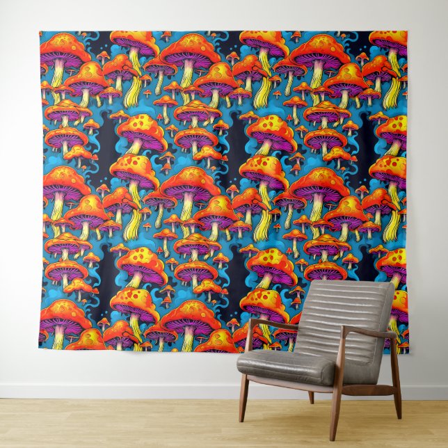 Tapiz Setas psicodélicas retro trippy (In situ (horizontal))