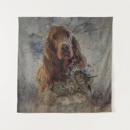 Tapiz Sétter irlandés con codo de madera