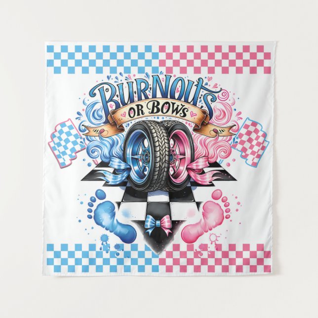 Tapiz Sexo Revelar Fiesta fondo azul rosado (Anverso)