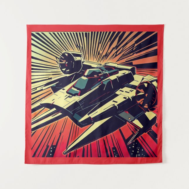 Tapiz SF - Anime Starfighter Woodcut 1 (Anverso)