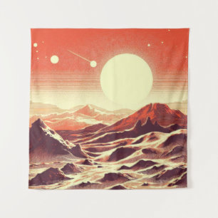 Tapiz SF Mars Landscape Woodcut 2