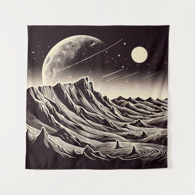 Tapiz SF Mars Landscape Woodcut 3 (Anverso)