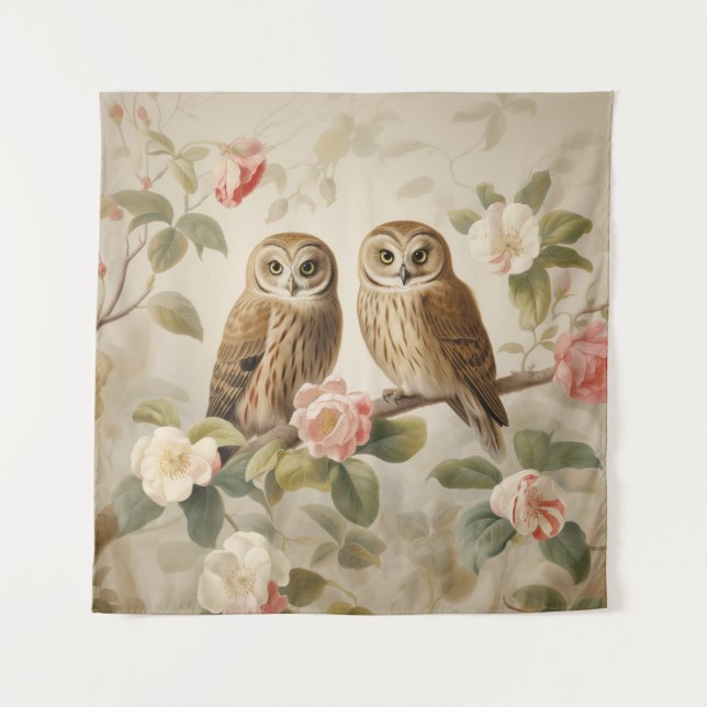 Tapiz Shabby Chic Elegant Owls (Anverso (horizontal))