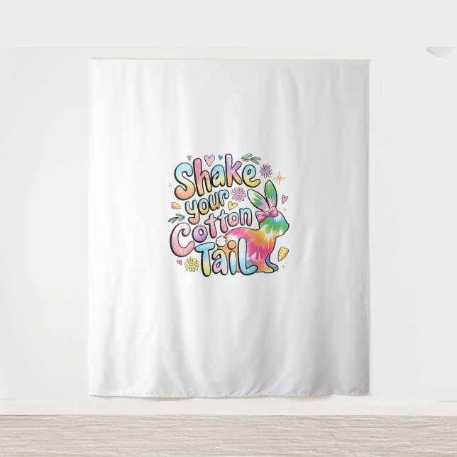 Tapiz Shake Your Cotton Tail Funny Retro Easter Bunny Ki (Anverso)