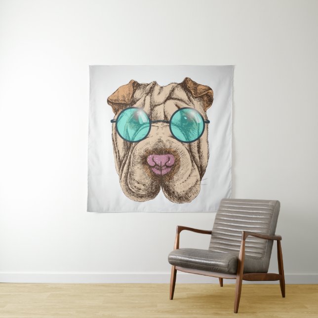 Tapiz Sharpei Con Lentes De Sol (In situ)