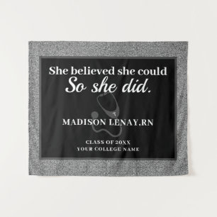 Tapiz She Believed She Could Nurse Silver Glitter Name